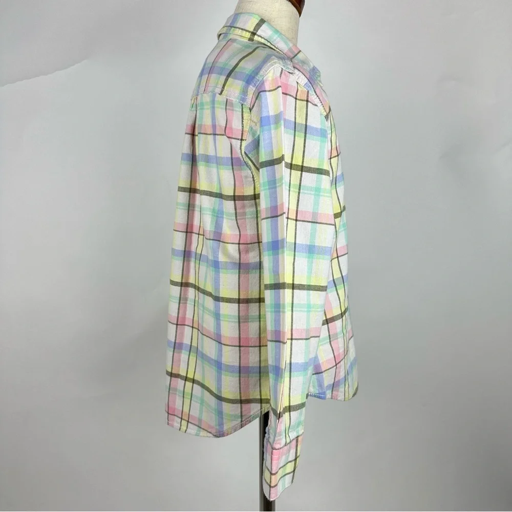 Cat & Jack plaid collared button down shirt in spring colors - size 6/6x